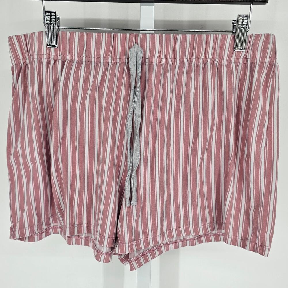Be Yourself Sleepwear Womens Sz L Pajama Lounge Shorts Pink White Striped